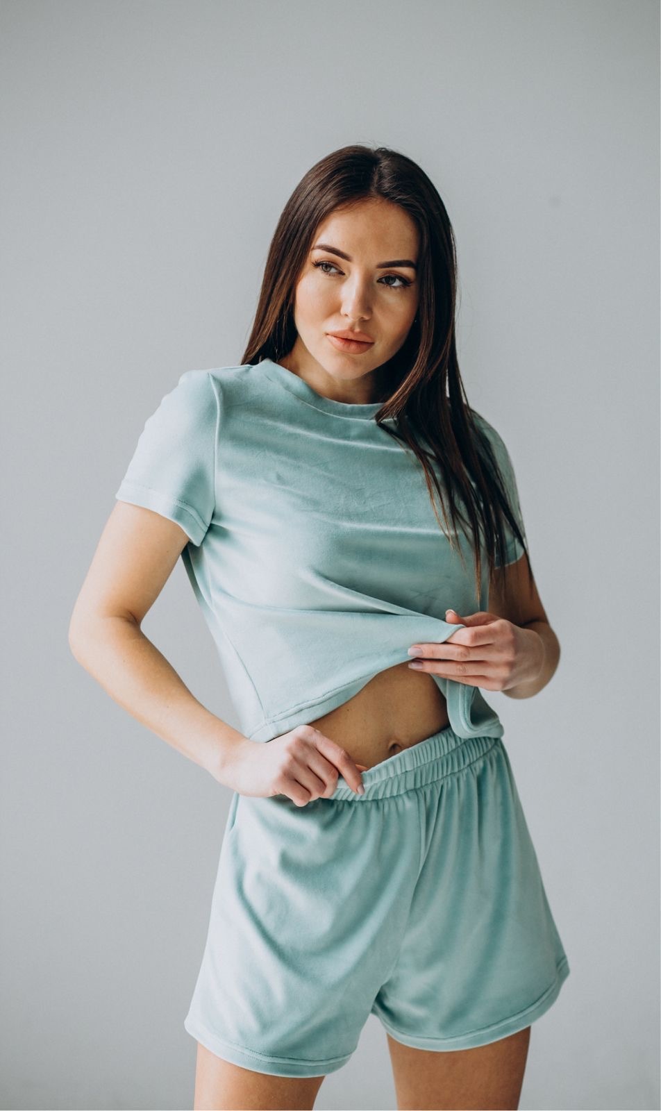 Happy woman with dark hair